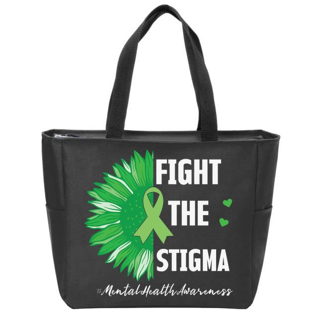 Mental Health Awareness Sunflower Fight The Stigma Zip Tote Bag