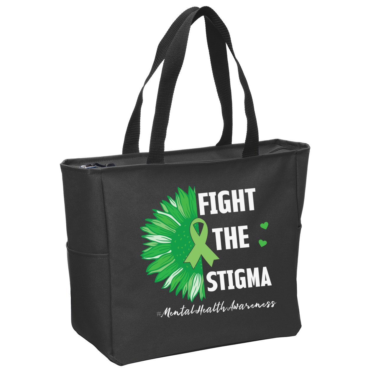 Mental Health Awareness Sunflower Fight The Stigma Zip Tote Bag
