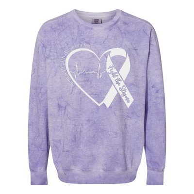 Mental Health Awareness Heart Fight The Stigma Green Ribbon Colorblast Crewneck Sweatshirt