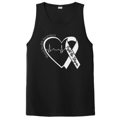 Mental Health Awareness Heart Fight The Stigma Green Ribbon PosiCharge Competitor Tank