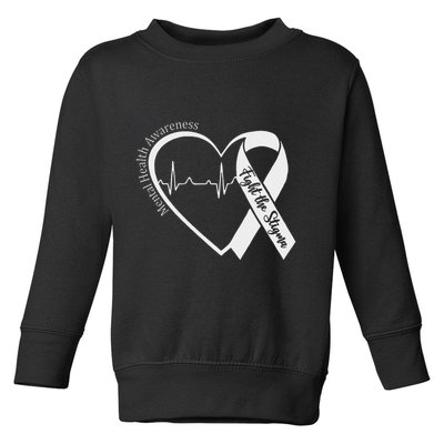 Mental Health Awareness Heart Fight The Stigma Green Ribbon Toddler Sweatshirt