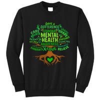 Mental Health Awareness Tree Drawing Word Art Wo  Tall Sweatshirt