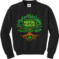 Mental Health Awareness Tree Drawing Word Art Wo  Kids Sweatshirt