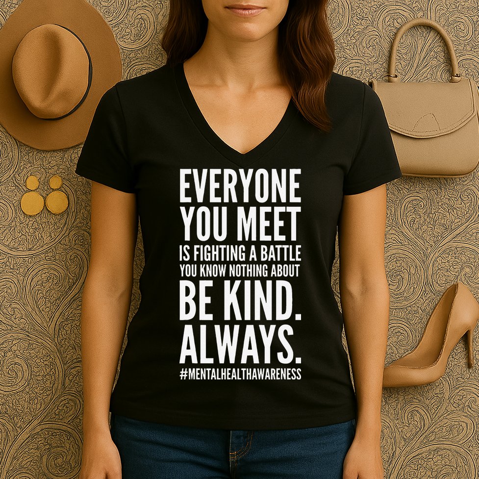 Mental Health Awareness Month End The Stigma Positive Quote Women's V-Neck T-Shirt