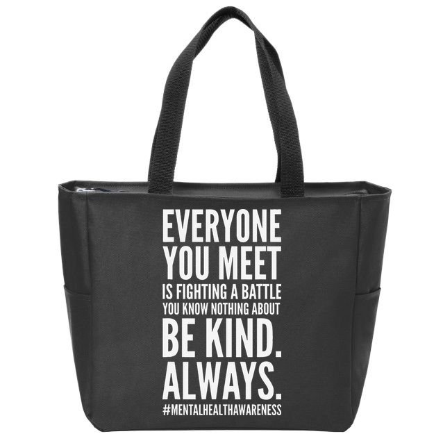 Mental Health Awareness Month End The Stigma Positive Quote Zip Tote Bag