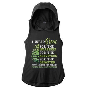 Mental Health Awareness Matters Support I Wear Green Warrior Ladies PosiCharge Tri-Blend Wicking Draft Hoodie Tank