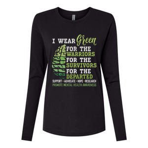 Mental Health Awareness Matters Support I Wear Green Warrior Womens Cotton Relaxed Long Sleeve T-Shirt