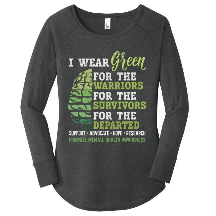 Mental Health Awareness Matters Support I Wear Green Warrior Women's Perfect Tri Tunic Long Sleeve Shirt