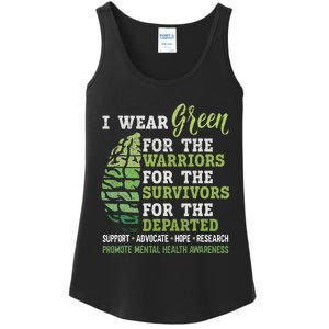 Mental Health Awareness Matters Support I Wear Green Warrior Ladies Essential Tank