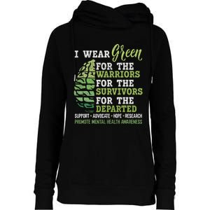 Mental Health Awareness Matters Support I Wear Green Warrior Womens Funnel Neck Pullover Hood