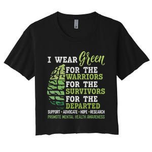 Mental Health Awareness Matters Support I Wear Green Warrior Women's Crop Top Tee