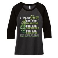 Mental Health Awareness Matters Support I Wear Green Warrior Women's Tri-Blend 3/4-Sleeve Raglan Shirt