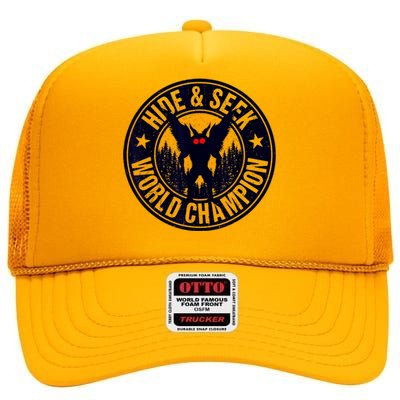 Mothman Hide And Seek World Champion Cool Mothman Silhouette High Crown Mesh Back Trucker Hat