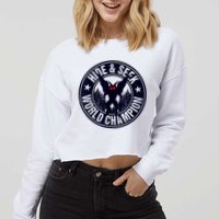 Mothman Hide And Seek World Champion Cool Mothman Silhouette Cropped Pullover Crew