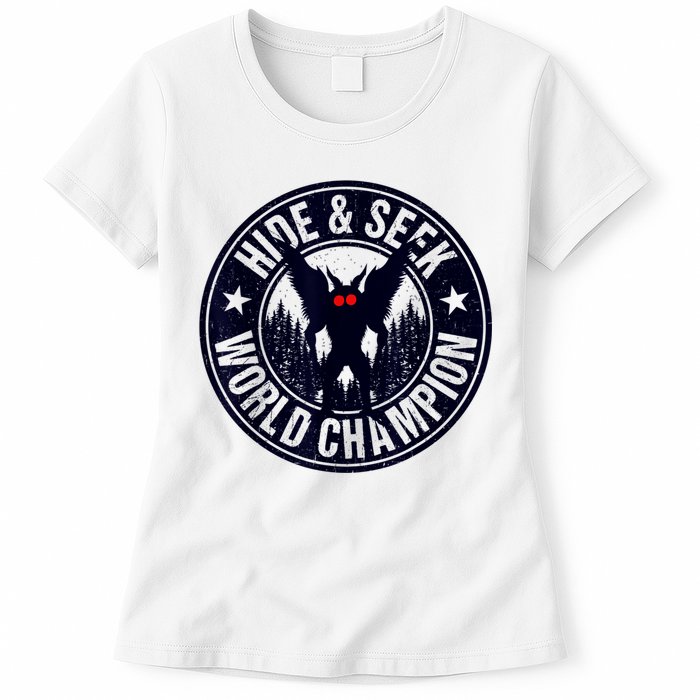 Mothman Hide And Seek World Champion Cool Mothman Silhouette Womens T-Shirt