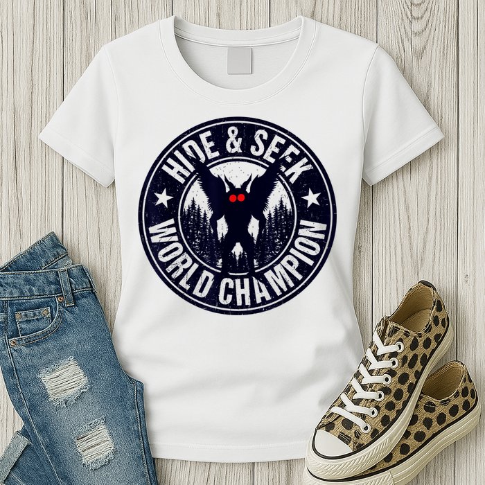 Mothman Hide And Seek World Champion Cool Mothman Silhouette Womens T-Shirt