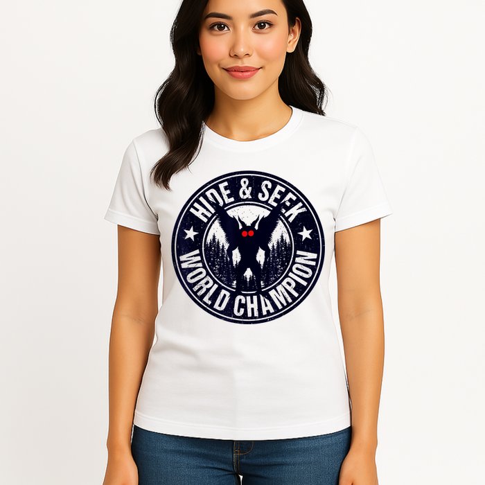 Mothman Hide And Seek World Champion Cool Mothman Silhouette Womens T-Shirt