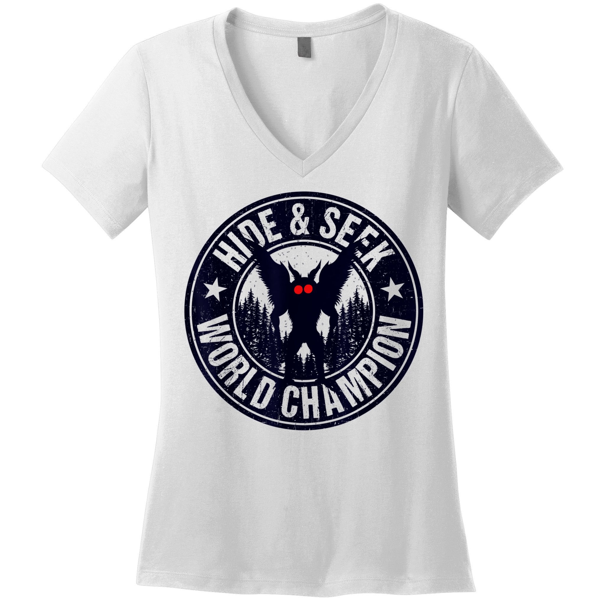 Mothman Hide And Seek World Champion Cool Mothman Silhouette Women's V-Neck T-Shirt
