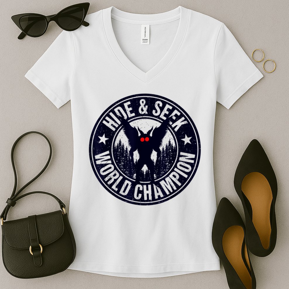 Mothman Hide And Seek World Champion Cool Mothman Silhouette Women's V-Neck T-Shirt
