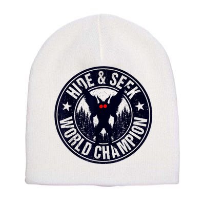 Mothman Hide And Seek World Champion Cool Mothman Silhouette Short Acrylic Beanie