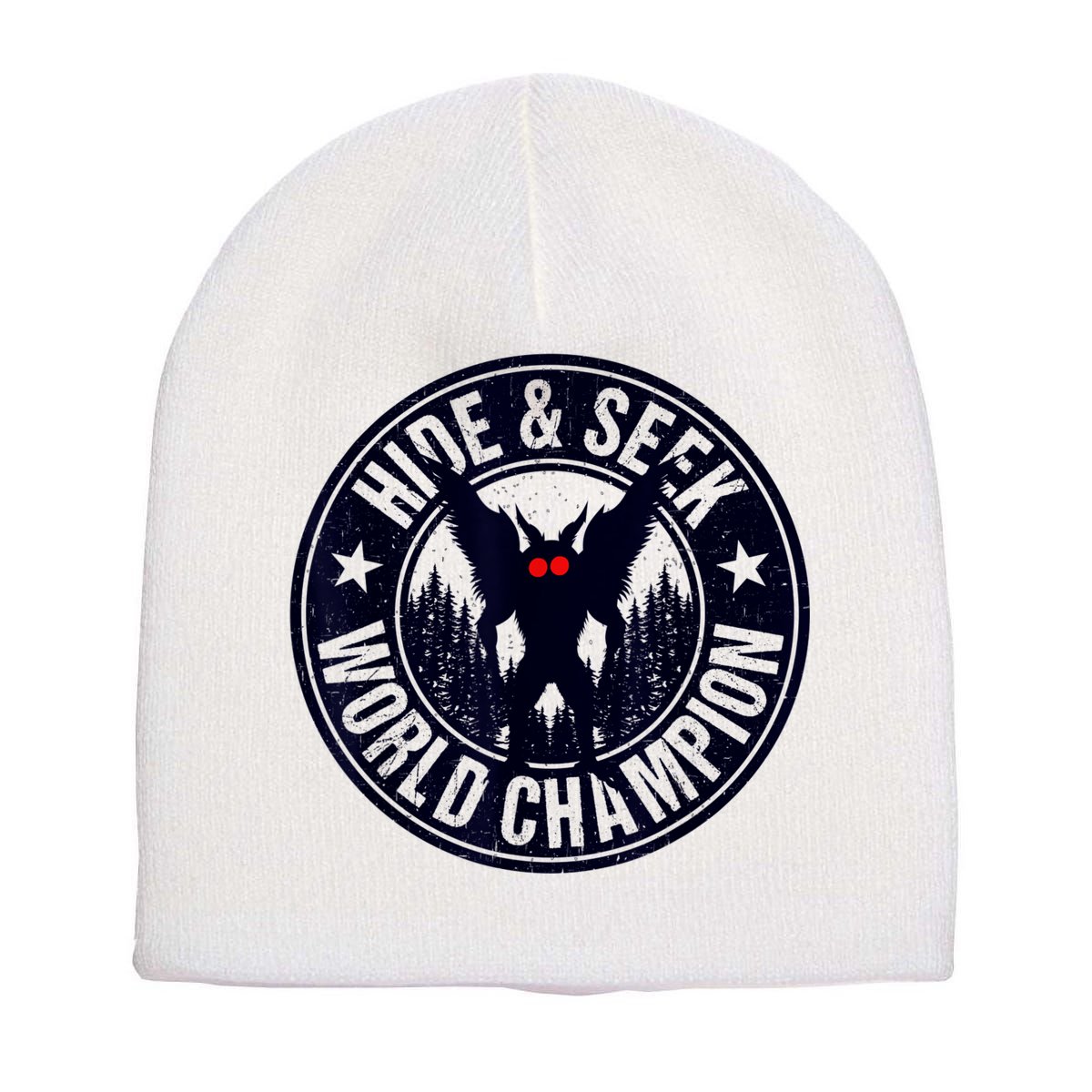 Mothman Hide And Seek World Champion Cool Mothman Silhouette Short Acrylic Beanie