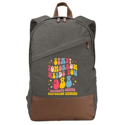 Mental Health Awareness Stay Tomorrow Needs You 988 Cotton Canvas Backpack