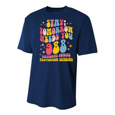Mental Health Awareness Stay Tomorrow Needs You 988 Youth Performance Sprint T-Shirt