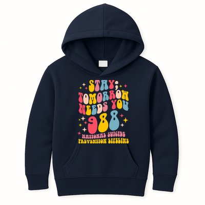 Mental Health Awareness Stay Tomorrow Needs You 988 Kids Hoodie