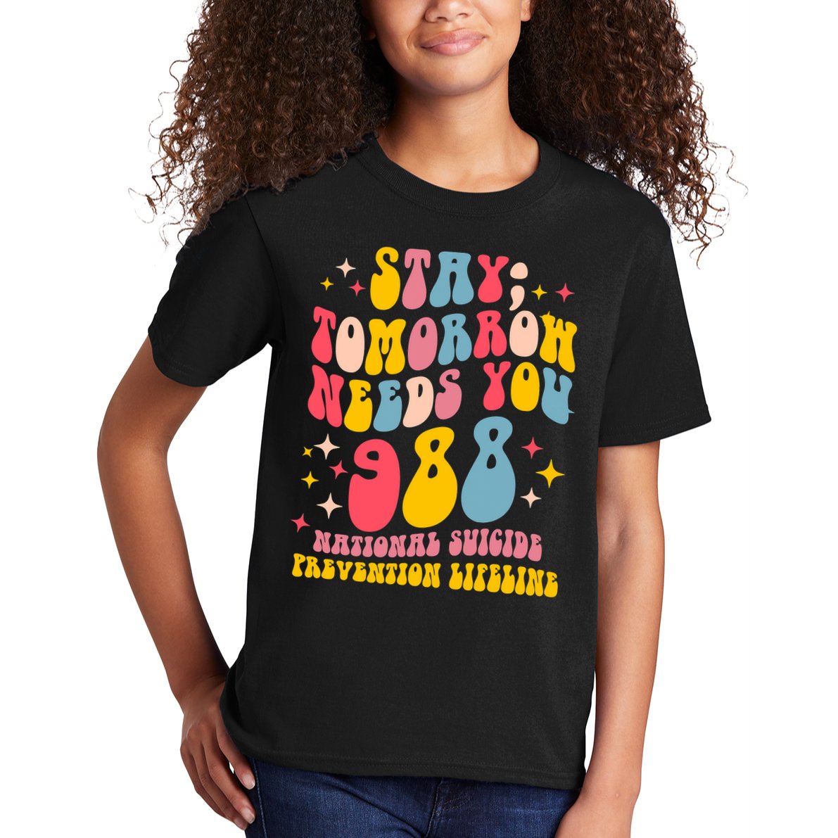 Mental Health Awareness Stay Tomorrow Needs You 988 Kids T-Shirt