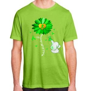 Mental Health Awareness Green Sunflower Ribbon Elephant Adult ChromaSoft Performance T-Shirt