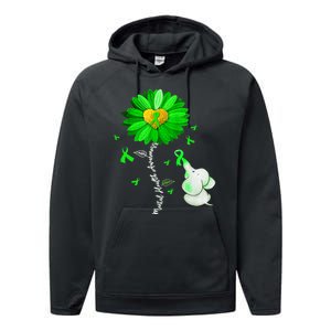 Mental Health Awareness Green Sunflower Ribbon Elephant Performance Fleece Hoodie