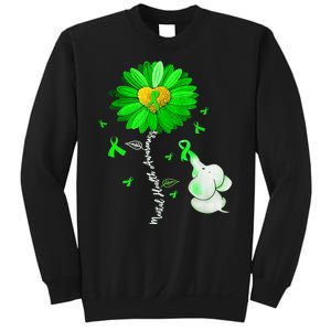 Mental Health Awareness Green Sunflower Ribbon Elephant Sweatshirt