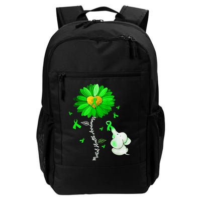 Mental Health Awareness Green Sunflower Ribbon Elephant Backpack