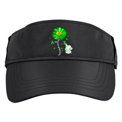 Mental Health Awareness Green Sunflower Ribbon Elephant Adult Drive Performance Visor