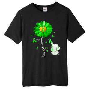 Mental Health Awareness Green Sunflower Ribbon Elephant Tall Fusion ChromaSoft Performance T-Shirt