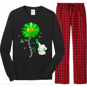 Mental Health Awareness Green Sunflower Ribbon Elephant Long Sleeve Pajama Set