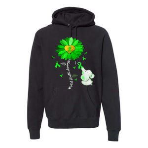 Mental Health Awareness Green Sunflower Ribbon Elephant Premium Hoodie