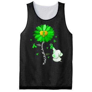 Mental Health Awareness Green Sunflower Ribbon Elephant Mesh Reversible Basketball Jersey Tank