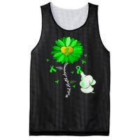 Mental Health Awareness Green Sunflower Ribbon Elephant Mesh Reversible Basketball Jersey Tank