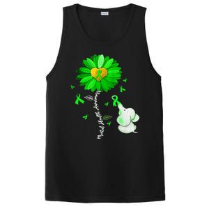 Mental Health Awareness Green Sunflower Ribbon Elephant PosiCharge Competitor Tank