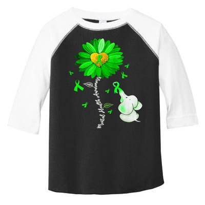Mental Health Awareness Green Sunflower Ribbon Elephant Toddler Fine Jersey T-Shirt
