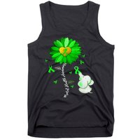 Mental Health Awareness Green Sunflower Ribbon Elephant Tank Top