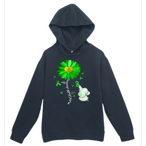 Mental Health Awareness Green Sunflower Ribbon Elephant Urban Pullover Hoodie