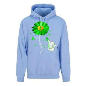 Mental Health Awareness Green Sunflower Ribbon Elephant Unisex Surf Hoodie