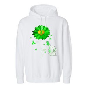 Mental Health Awareness Green Sunflower Ribbon Elephant Garment-Dyed Fleece Hoodie