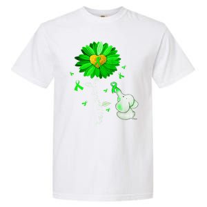 Mental Health Awareness Green Sunflower Ribbon Elephant Garment-Dyed Heavyweight T-Shirt