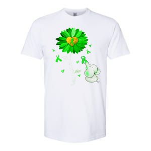 Mental Health Awareness Green Sunflower Ribbon Elephant Softstyle CVC T-Shirt