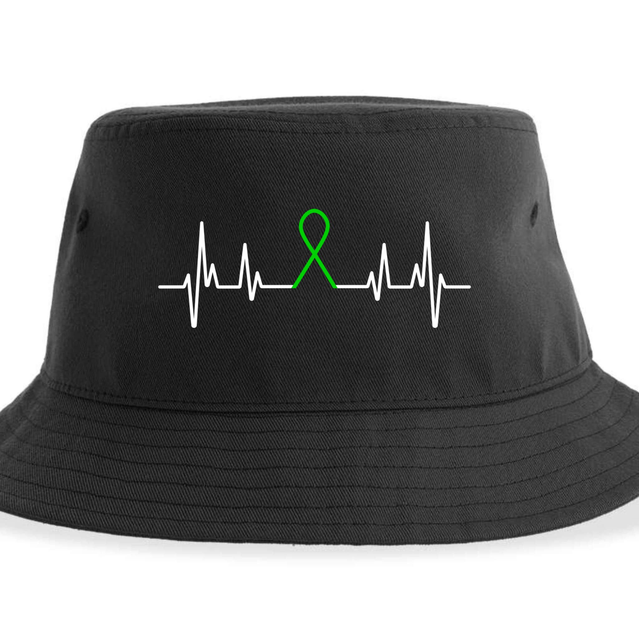 Mental Health Awareness Month Green Ribbon Heartbeat Cool Gift Sustainable Bucket Hat