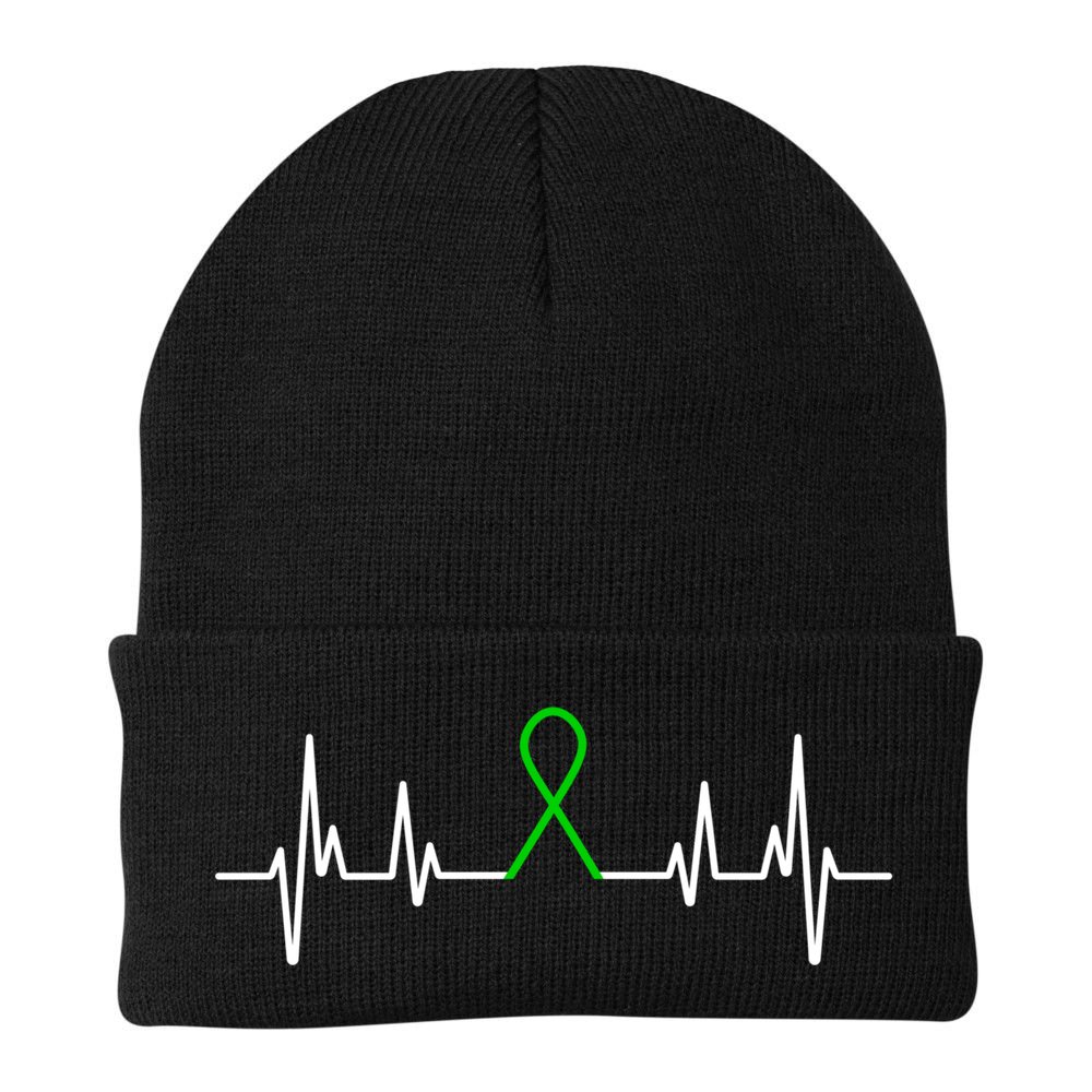 Mental Health Awareness Month Green Ribbon Heartbeat Cool Gift Beanie