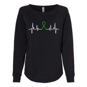 Mental Health Awareness Month Green Ribbon Heartbeat Cool Gift Womens California Wash Sweatshirt